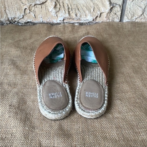 Eileen Fisher Kai Tumbled Leather Espadrille COGNAC Size 7 1/2 Sold Out - Picture 9 of 16